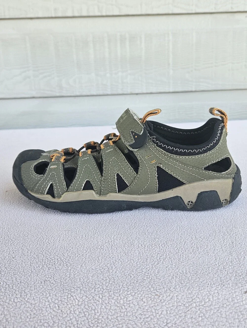 Sperry Top-Sider Wet Tech Fisherman Hiking Sandals Youth SZ 3 Olive Green Black